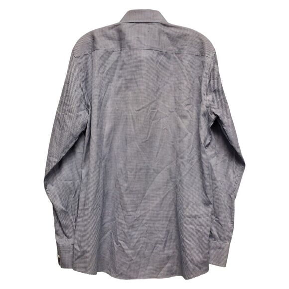 BOSS Hugo Boss Shirt Mens 41 White Gray Slim Fit Egyptian Cotton Button Up - Picture 6 of 8
